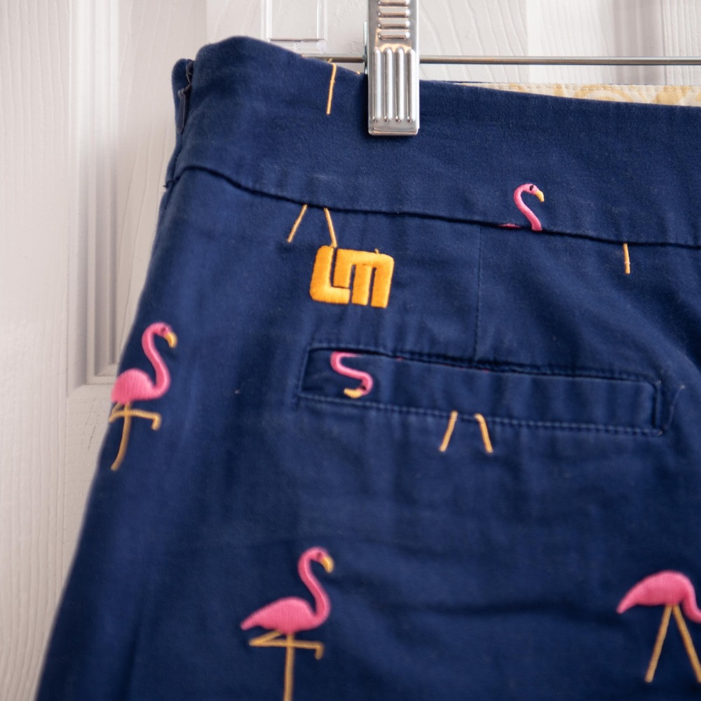 Loudmouth Golf Tennis Skort Sz 12 Navy Pink Flamingo Embroidered Country Club - Picture 5 of 6